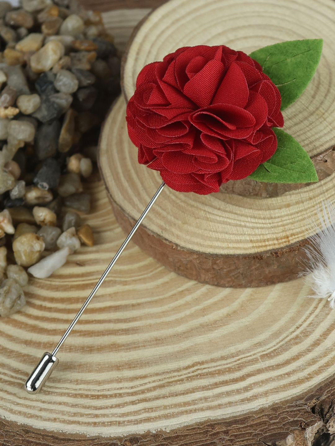 House of Pataudi Silver-Toned Leafy Bloom Brooch Lapel Pin Brooch