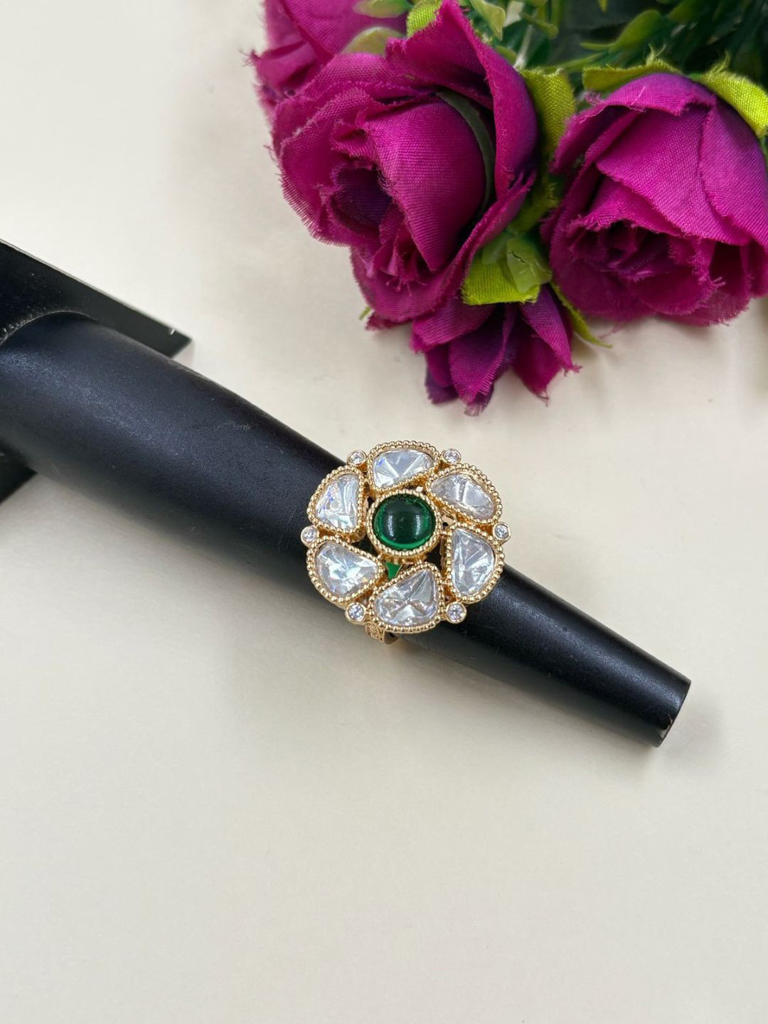 Gehna By  Beadazzled Kundan Studded Finger Ring