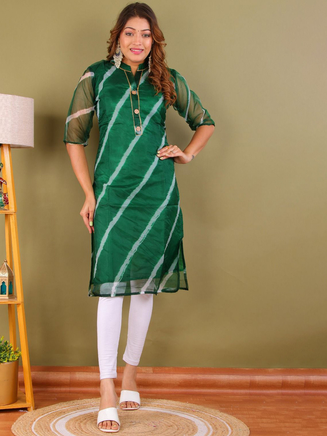 Parth style Fashion Women Leheriya Printed Straight Kurta