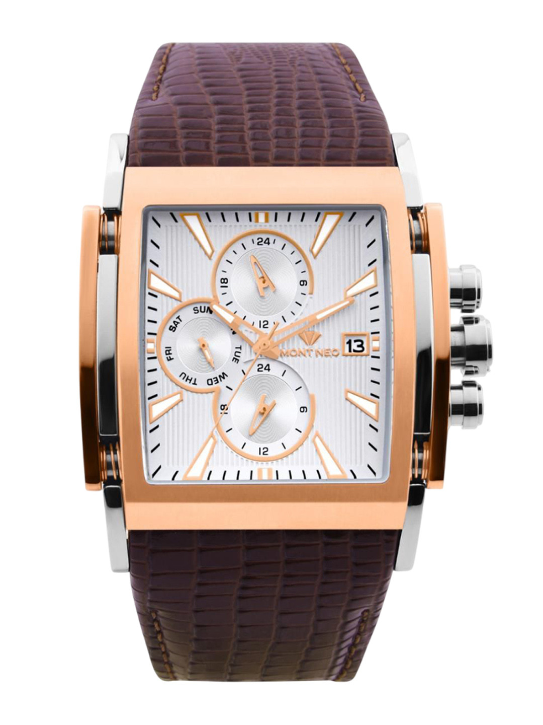 MONT NEO Men Rectangular Dial & Leather Textured Straps Analogue Watch G1057M-L1303