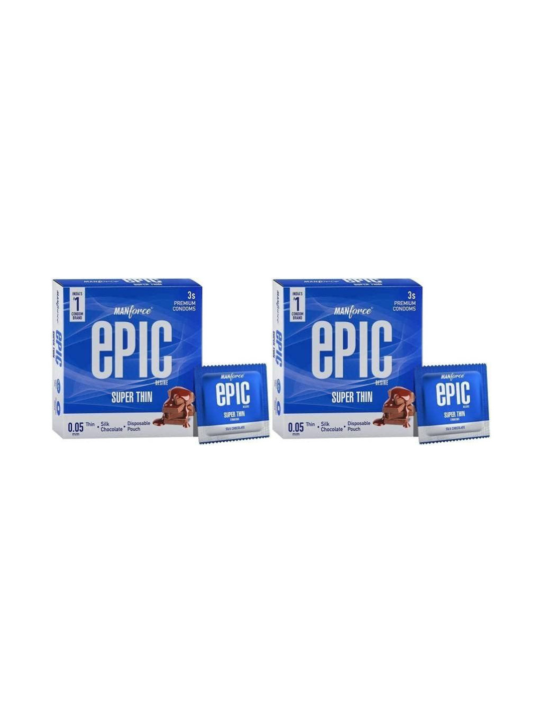 Manforce Set Of 2 Epic Desire Super Thin Chocolate Flavored Condoms - 3 Pcs Each