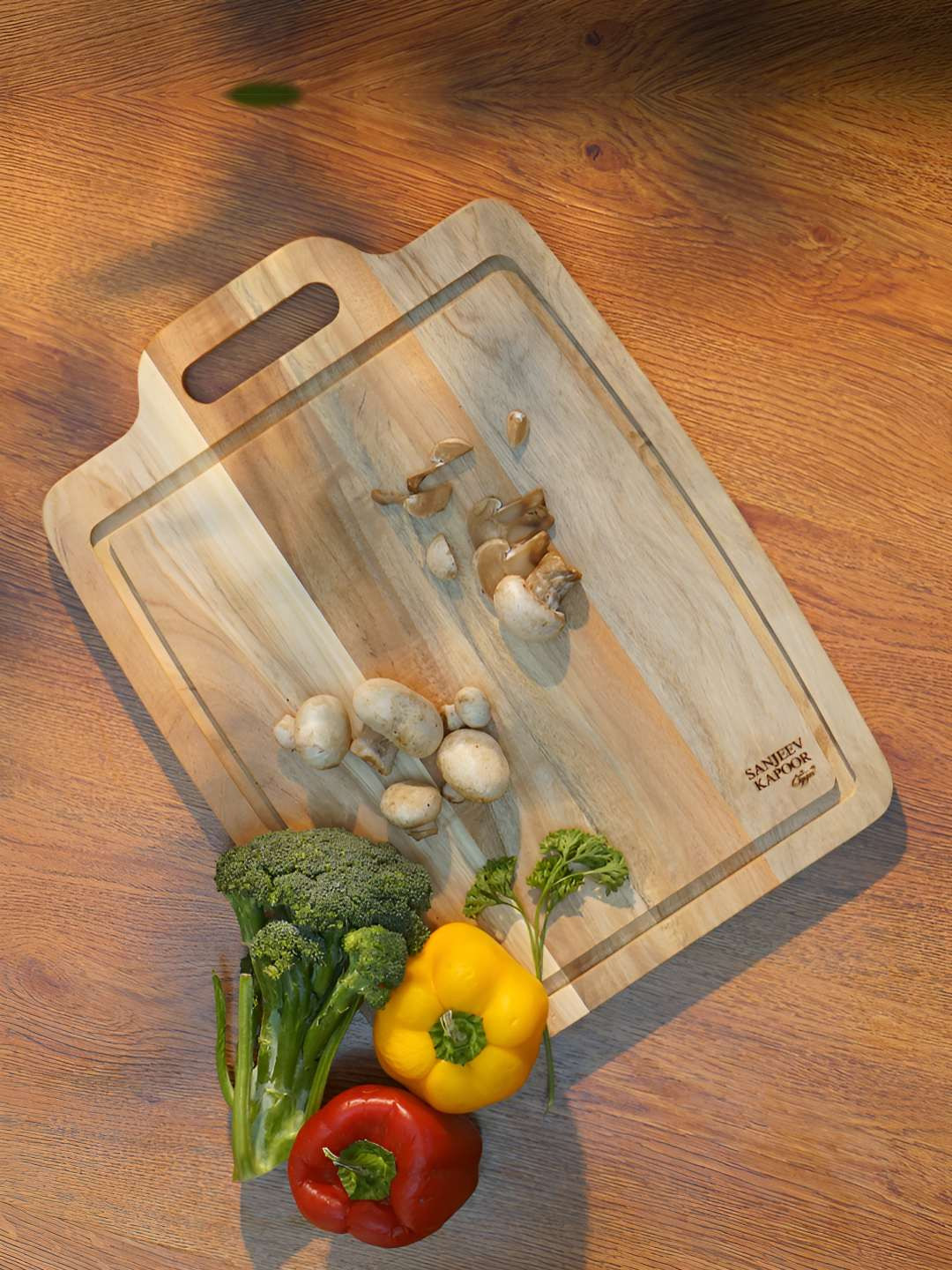 oggn Brown Neem Wood Rectangular Chopping Board