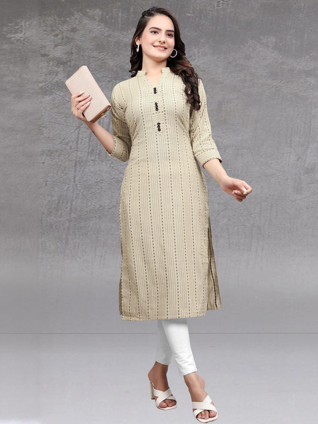 MANTRA DESIGNER Women  Beige Organic Cotton Kurtas