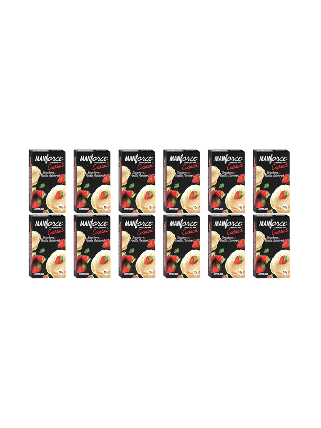 Manforce Set Of 12 Cocktail Strawberry & Vanilla Flavored Condoms - 10 Pcs Each