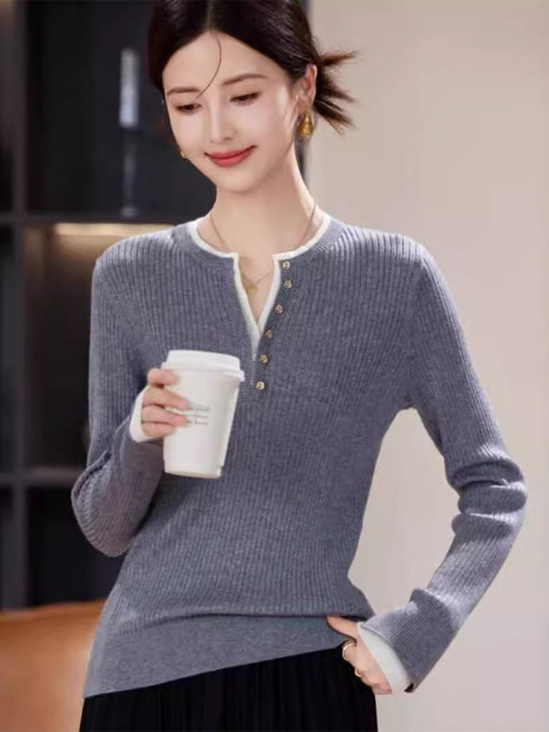 StyleCast Women Colourblocked Cashmere Pullover