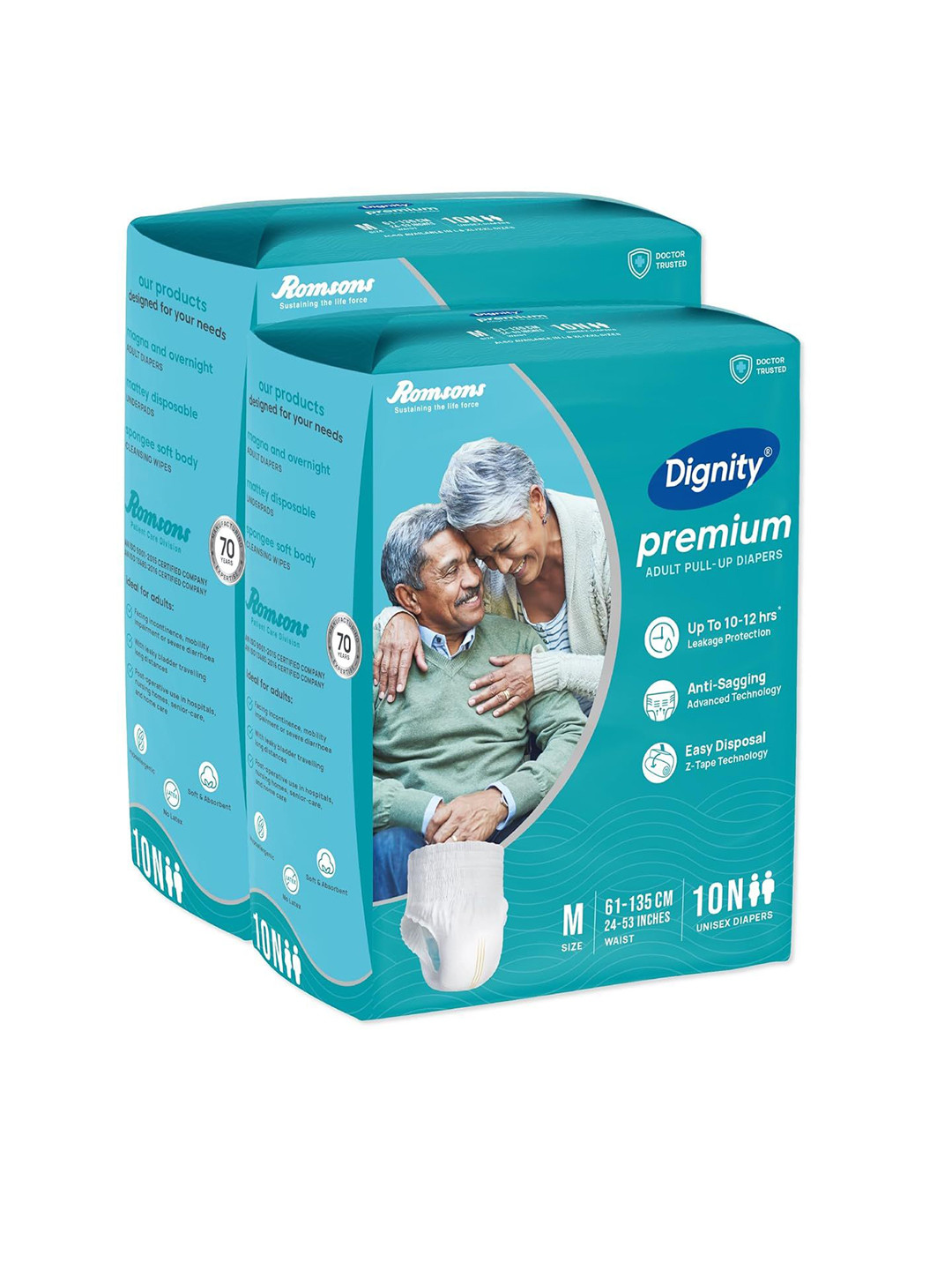 Dignity Set Of 2 Premium Pant Style Adult Diapers - M - 10Pcs Each