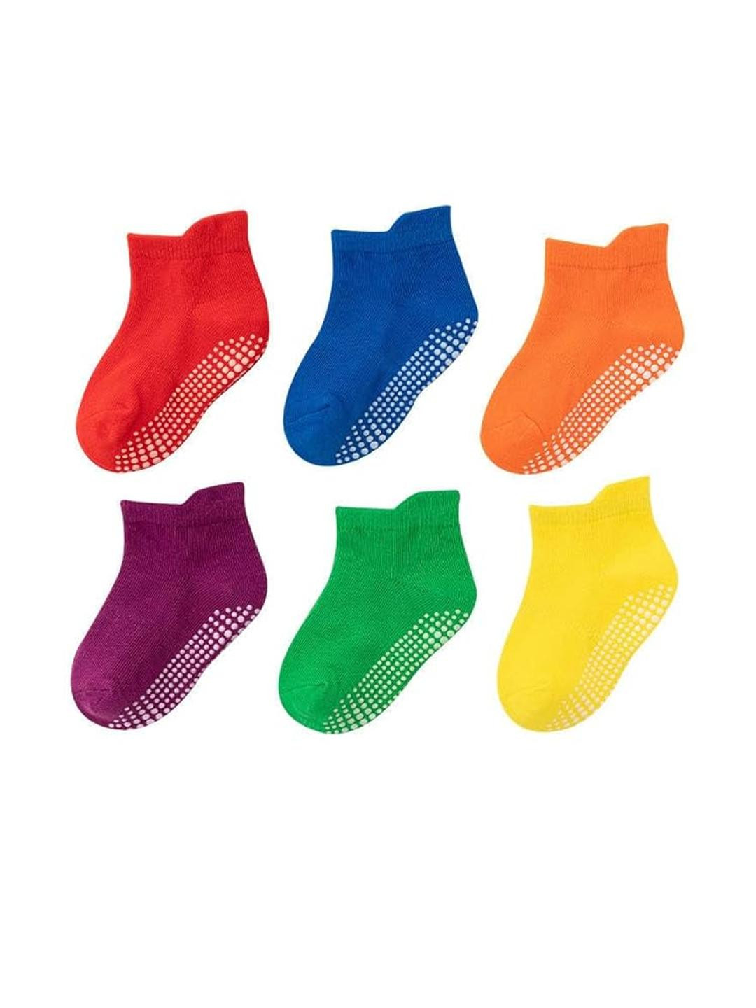 Teri Beri Pack Of 6 Baby Multicolored Non Skid Soles Ankle Socks