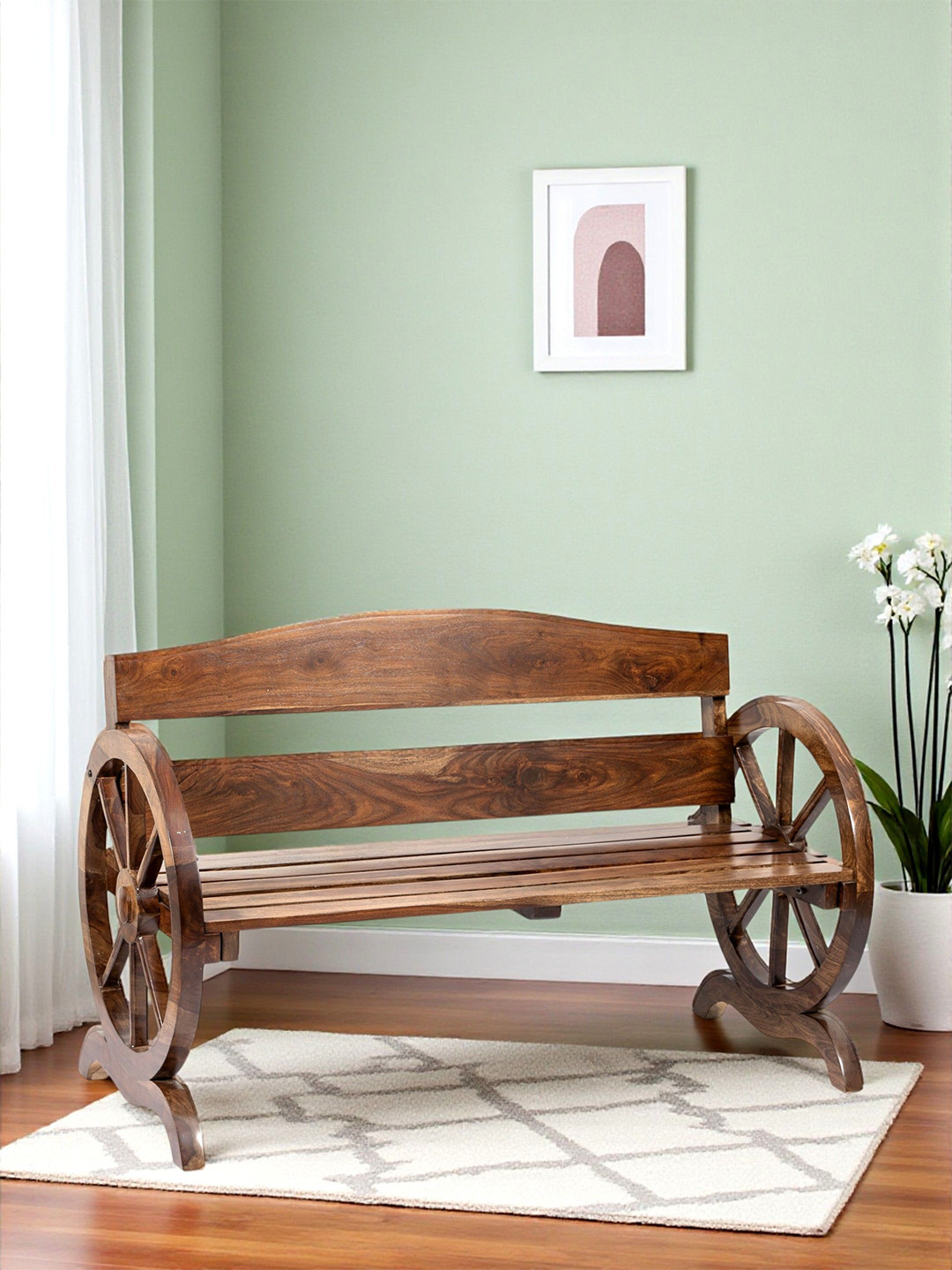 Ikiriya Brown Sheesham Wooden Teak Finish Bench