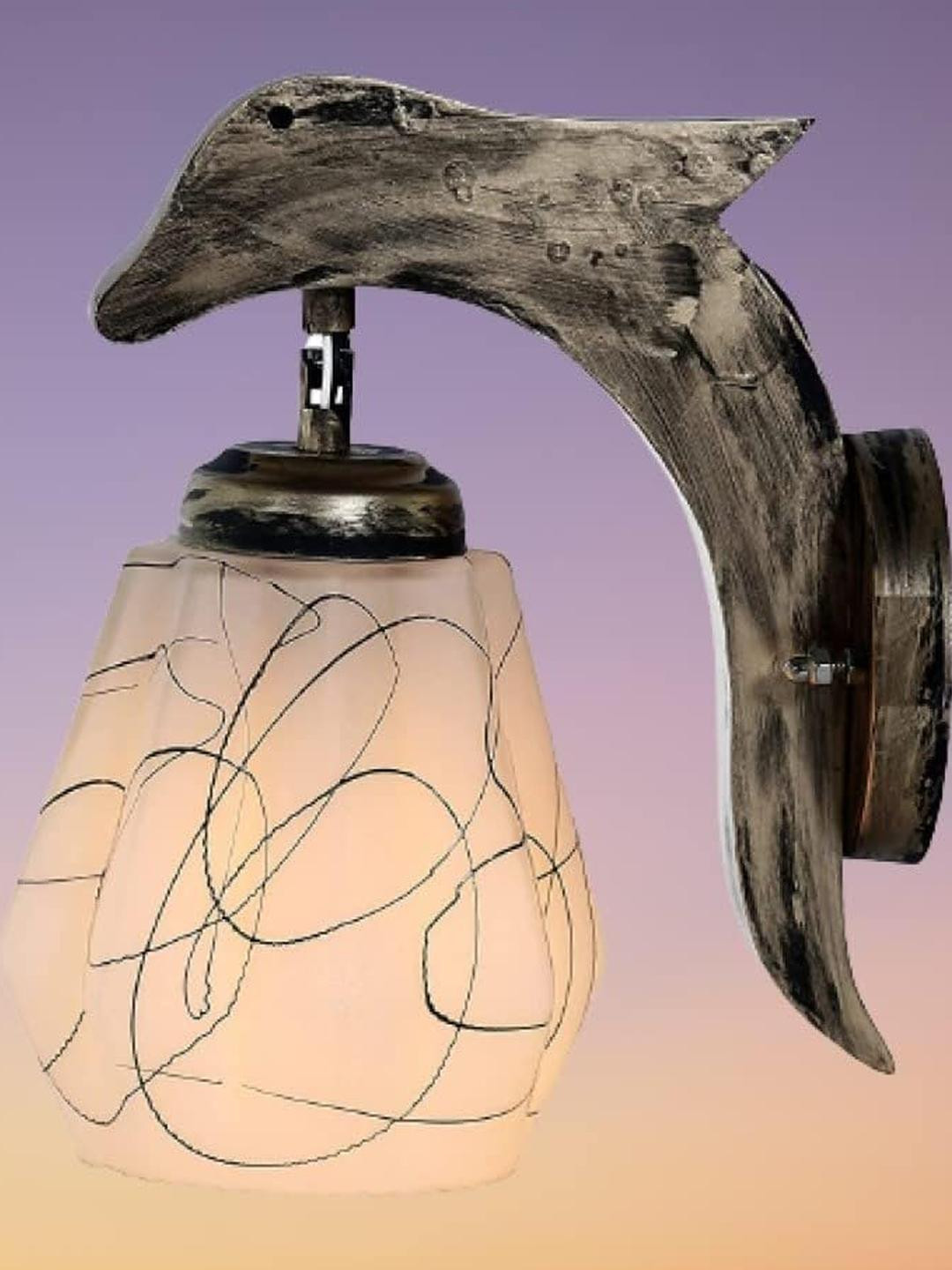 SWIATLO Gold-Toned Wood Dolphin Wall Lamp
