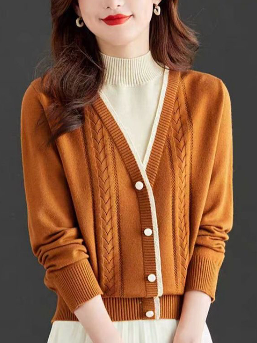 StyleCast Women Cable Knit Cashmere Cardigan