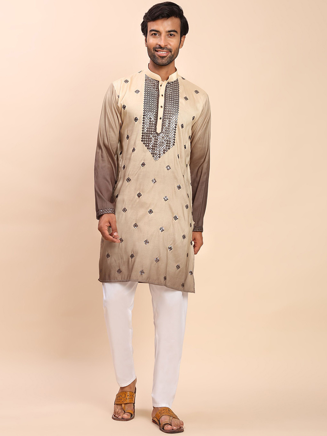 Pro-Ethic STYLE DEVELOPER Men Embroidered Sequinned Pure Cotton Kurta Sets