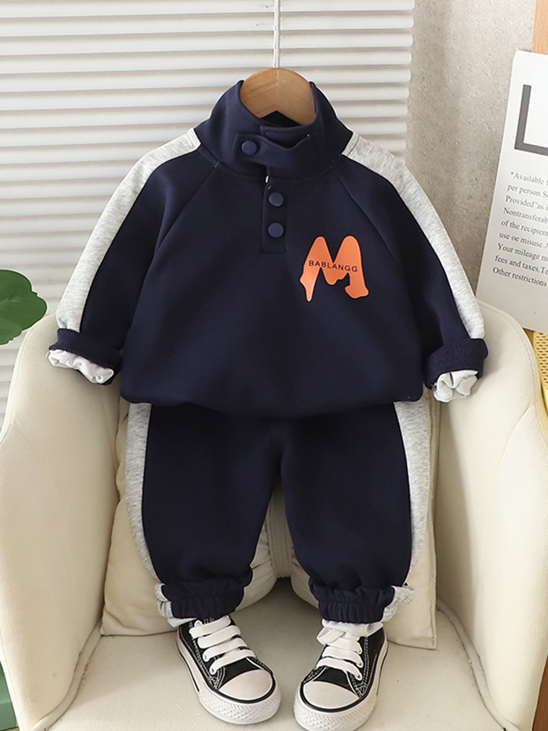 INCLUD Infant Boys M Printed High Neck Sweatshirt With Jogger
