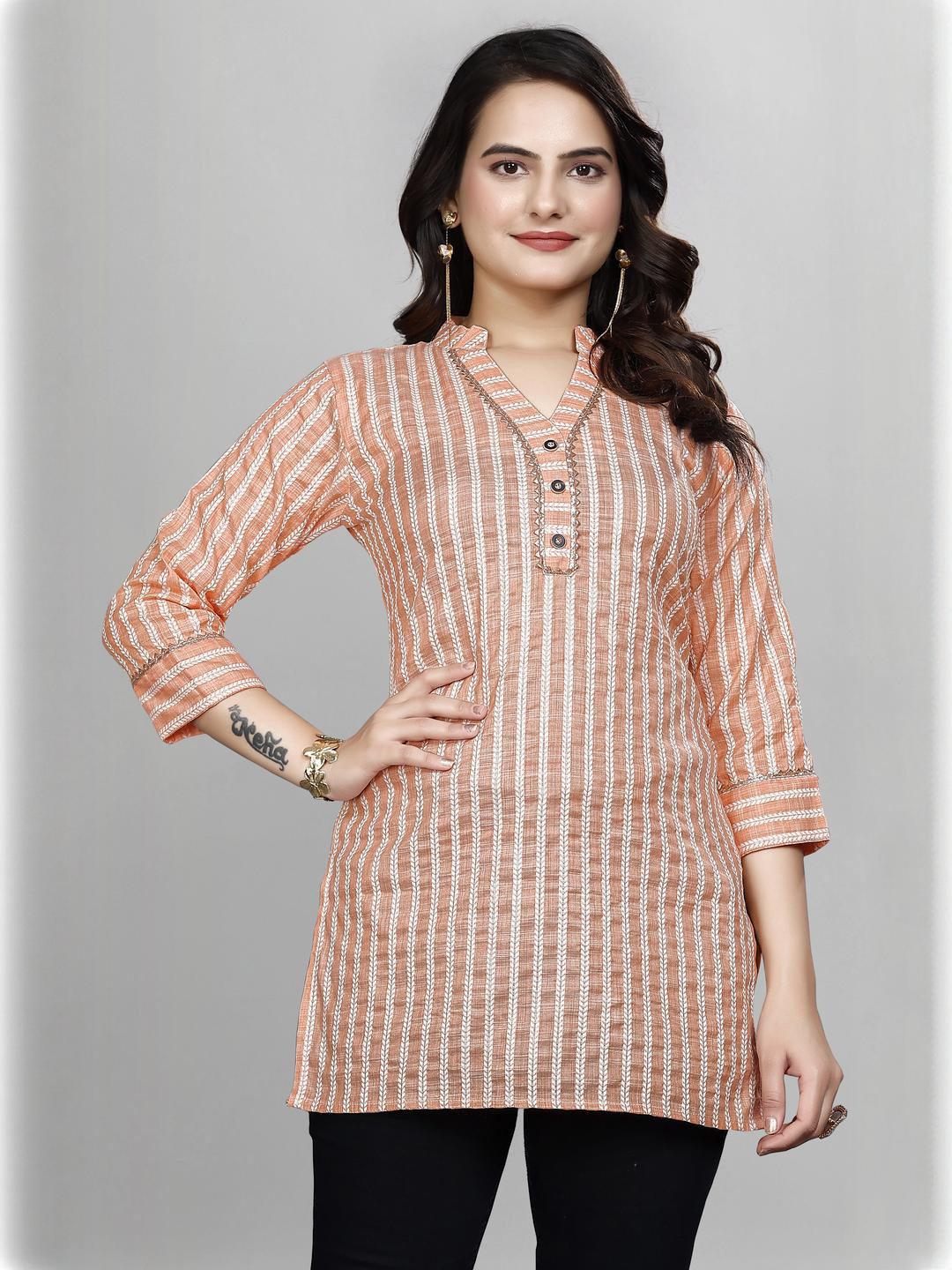 MANTRA DESIGNER Women  Orange Cotton Silk Kurtas