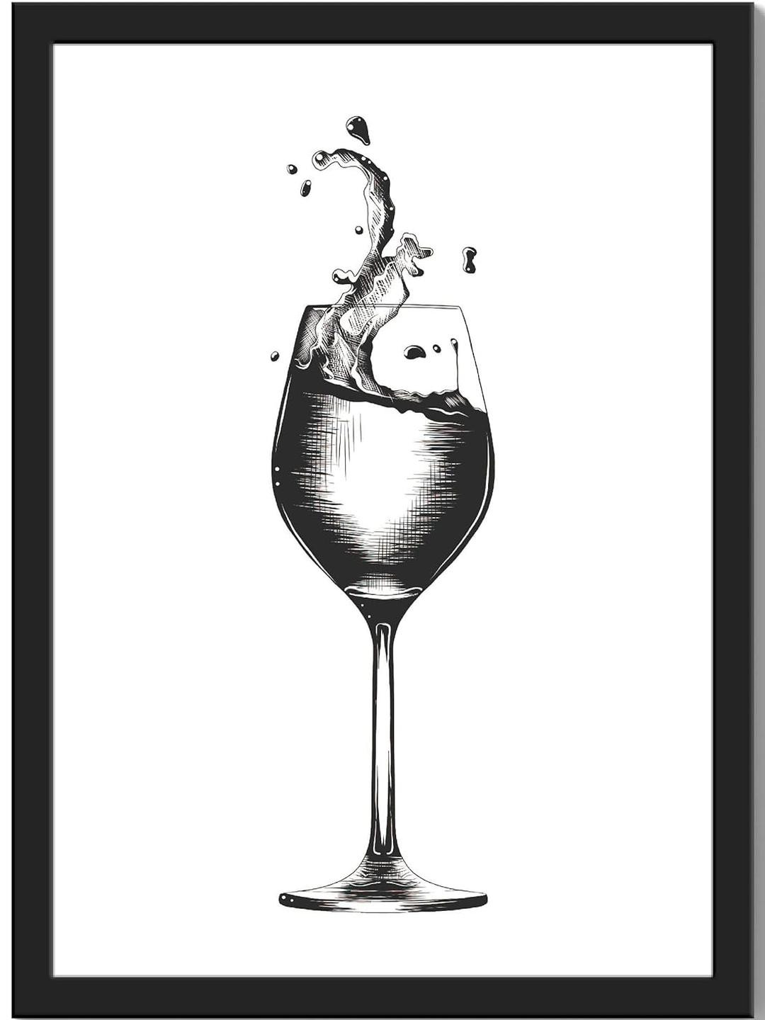 TAGVE Black & White Monochrome Wine Glass Framed Wall Art