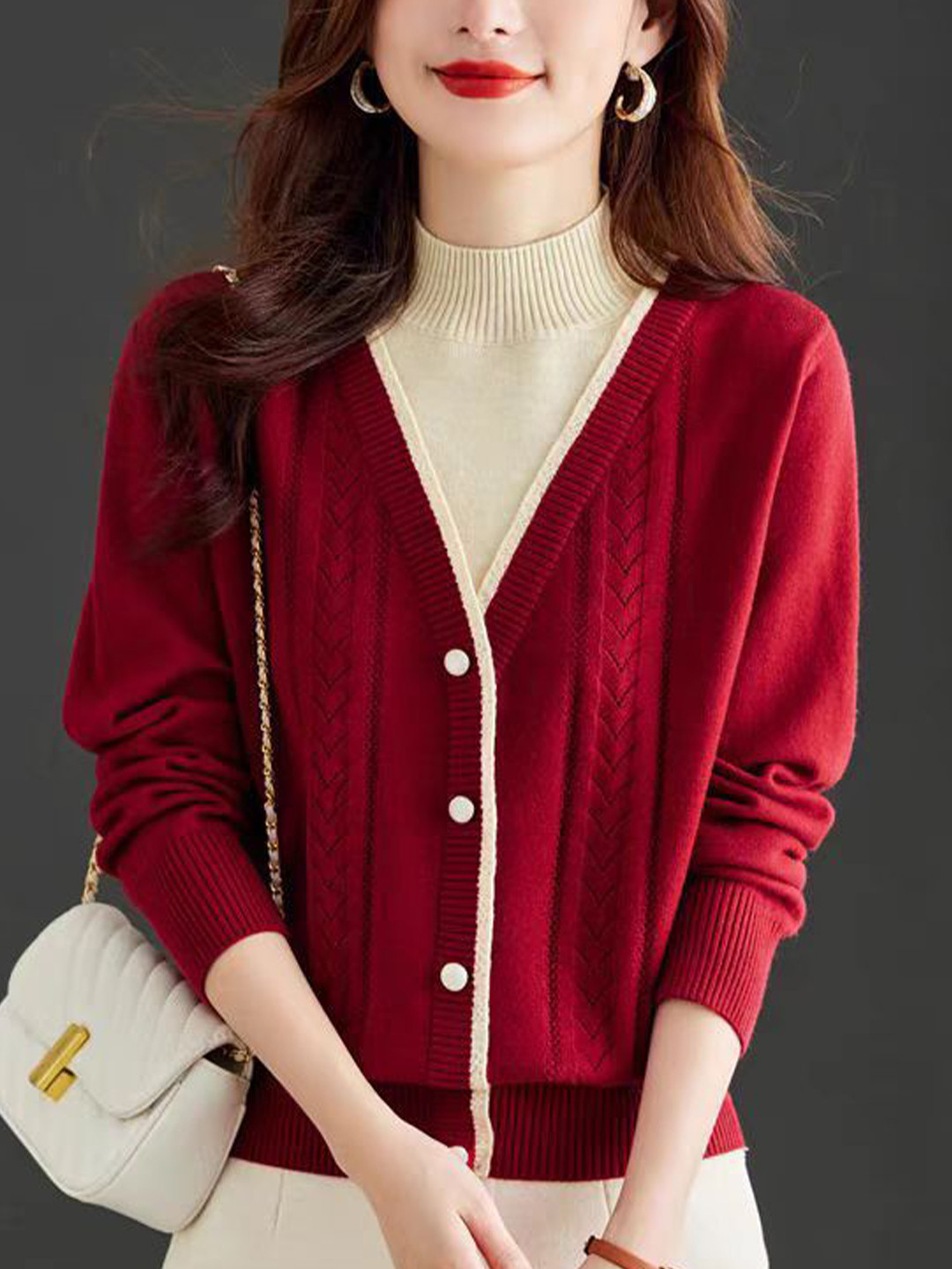 StyleCast Women Cashmere Long Sleeves Shawl Collar Cardigan Sweaters