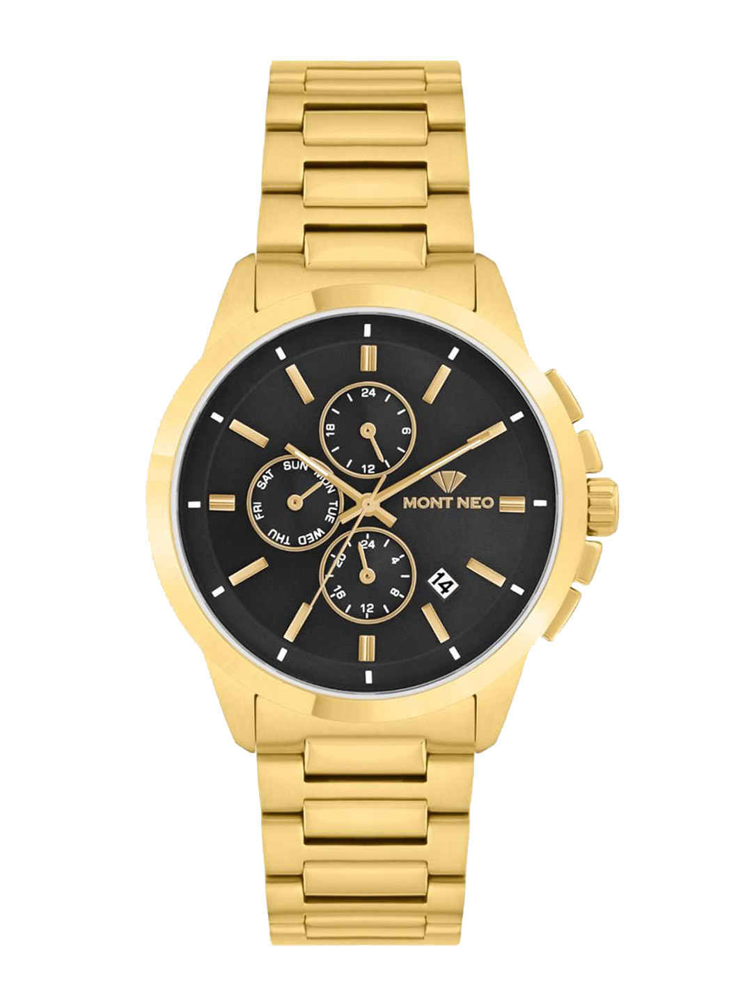 MONT NEO Men Patterned Dial & Bracelet Style Straps Analogue Watch G1051M-M2204