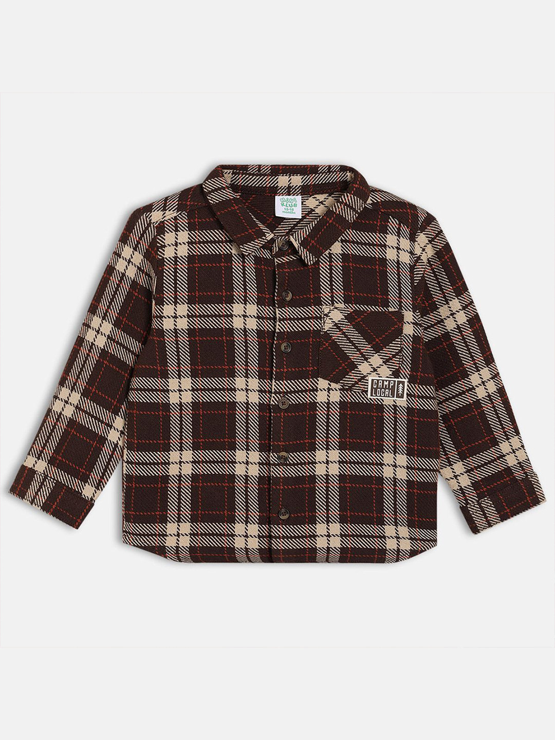 MINI KLUB Boys Tartan Checked Spread Collar Pure Cotton Casual Shirt