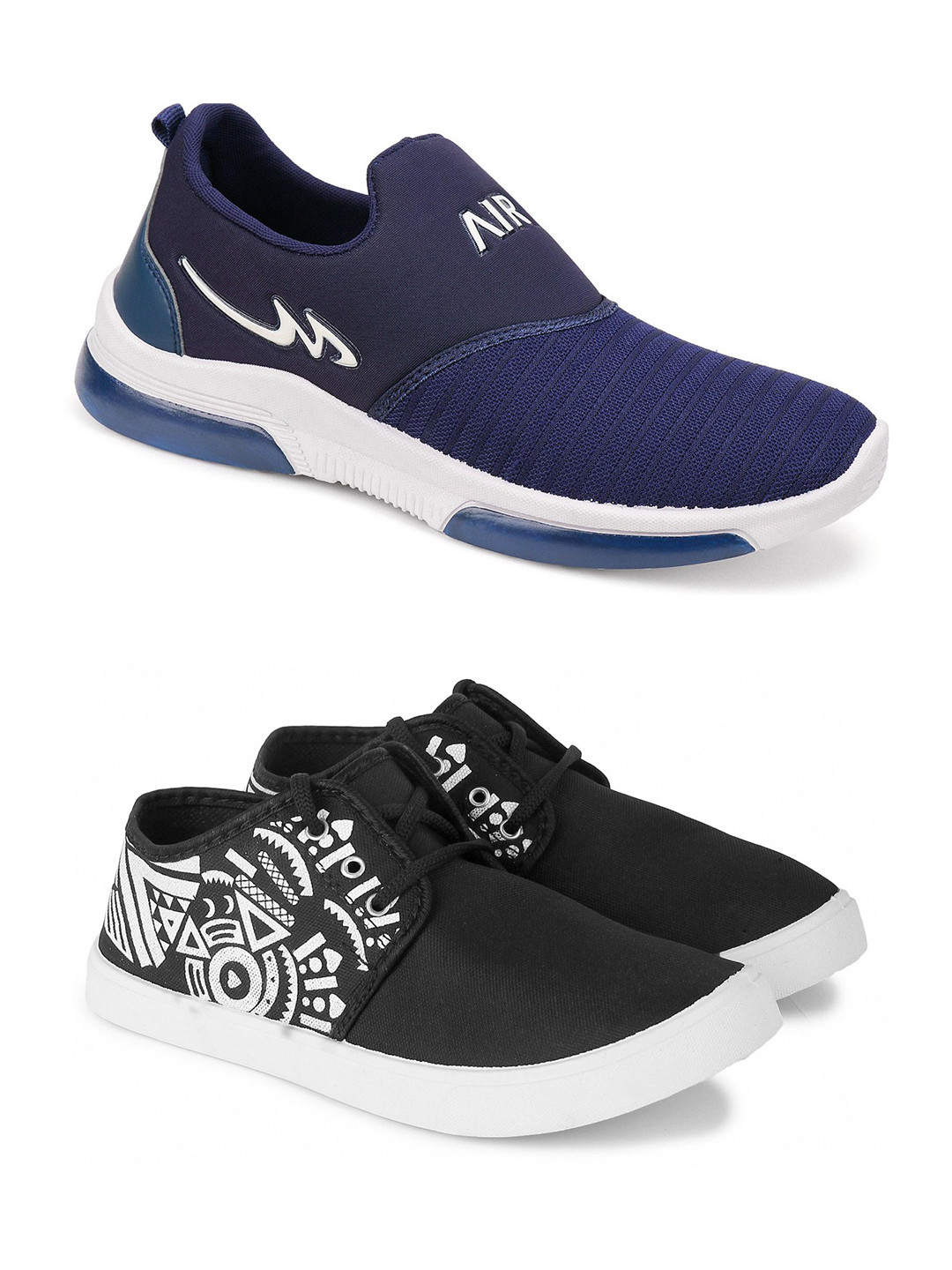 Spotwalk Men Set of 2 Pair Mesh Marking Running Shoes