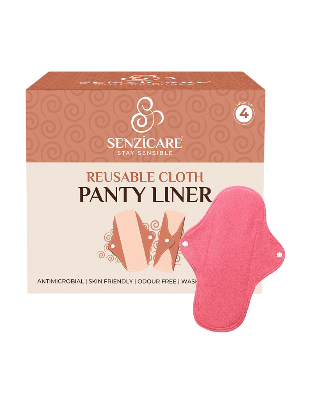 Senzicare Reusable Cloth Pantyliner- M - 4 Pcs