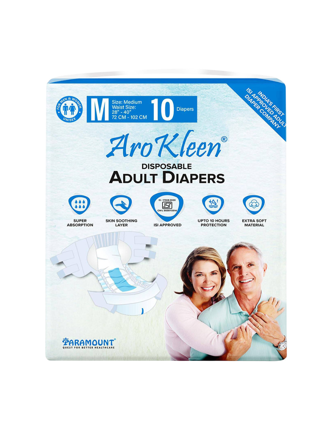 Arokleen Skin Soothing Disposable Adult Diaper - M - 10 Pcs
