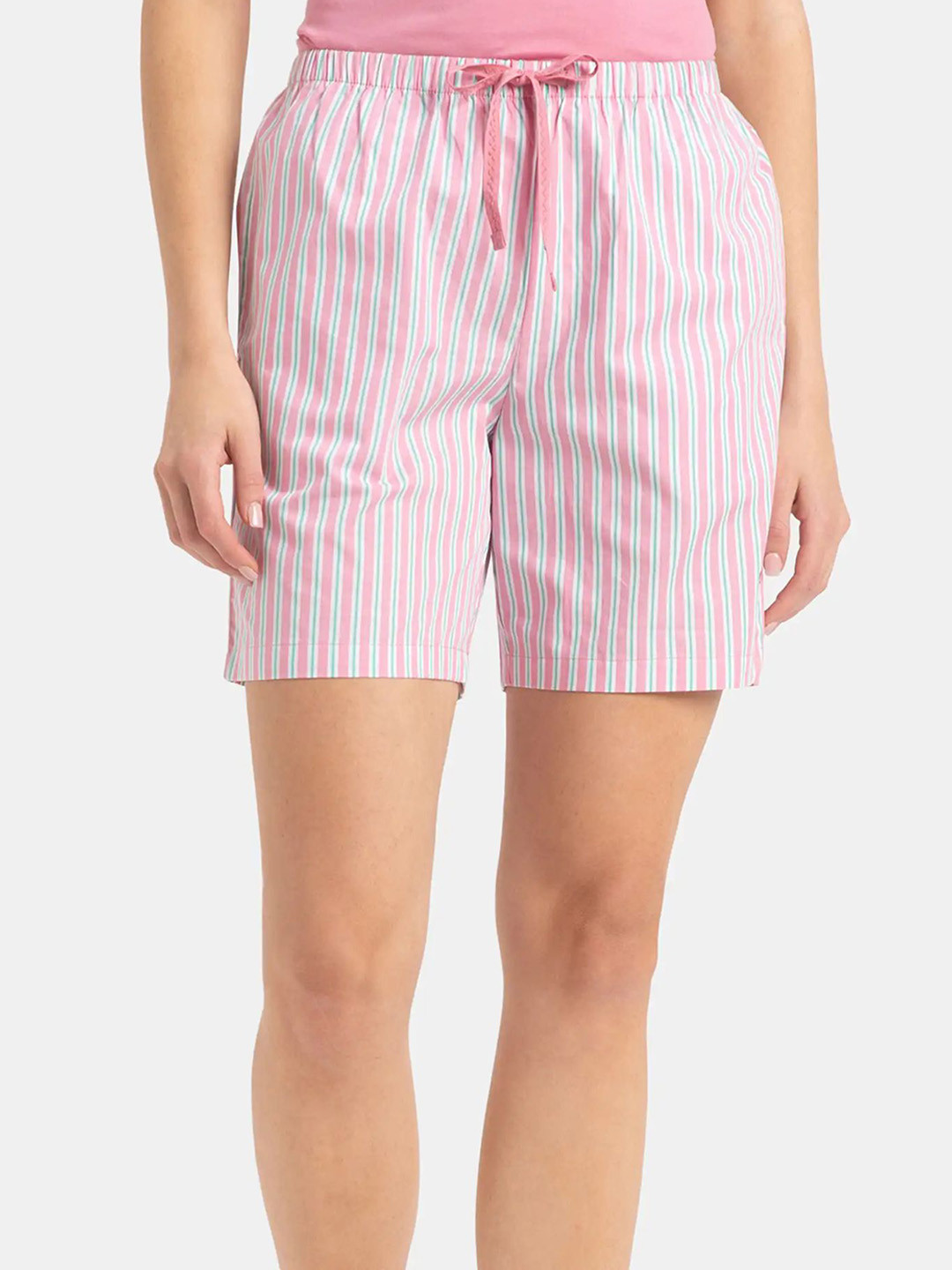 Jockey Super Combed Cotton Yarn Dyed Woven Relaxed Fit Striped Shorts - RX15