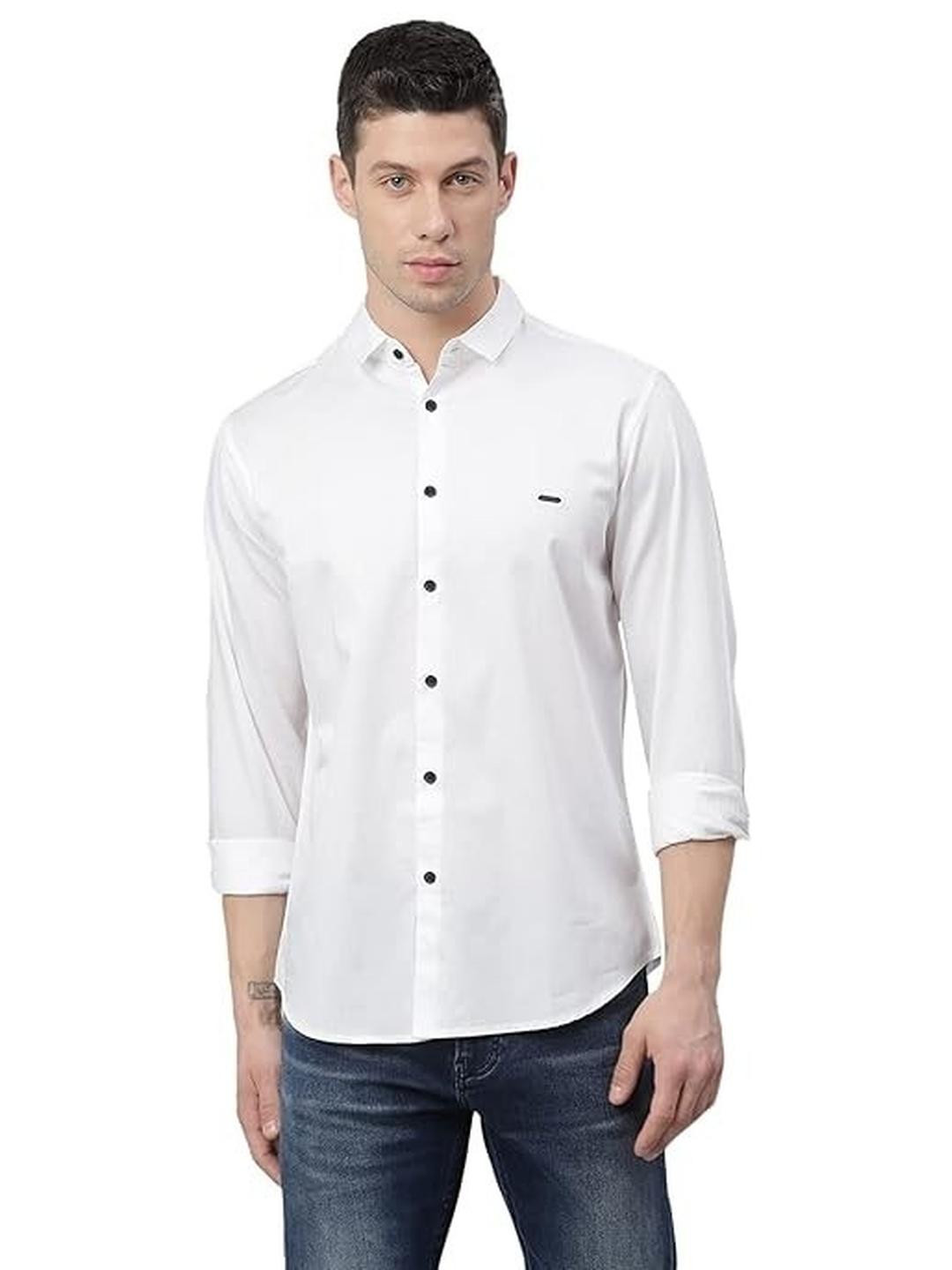 ISUEL FAB Men White Cotton Shirts