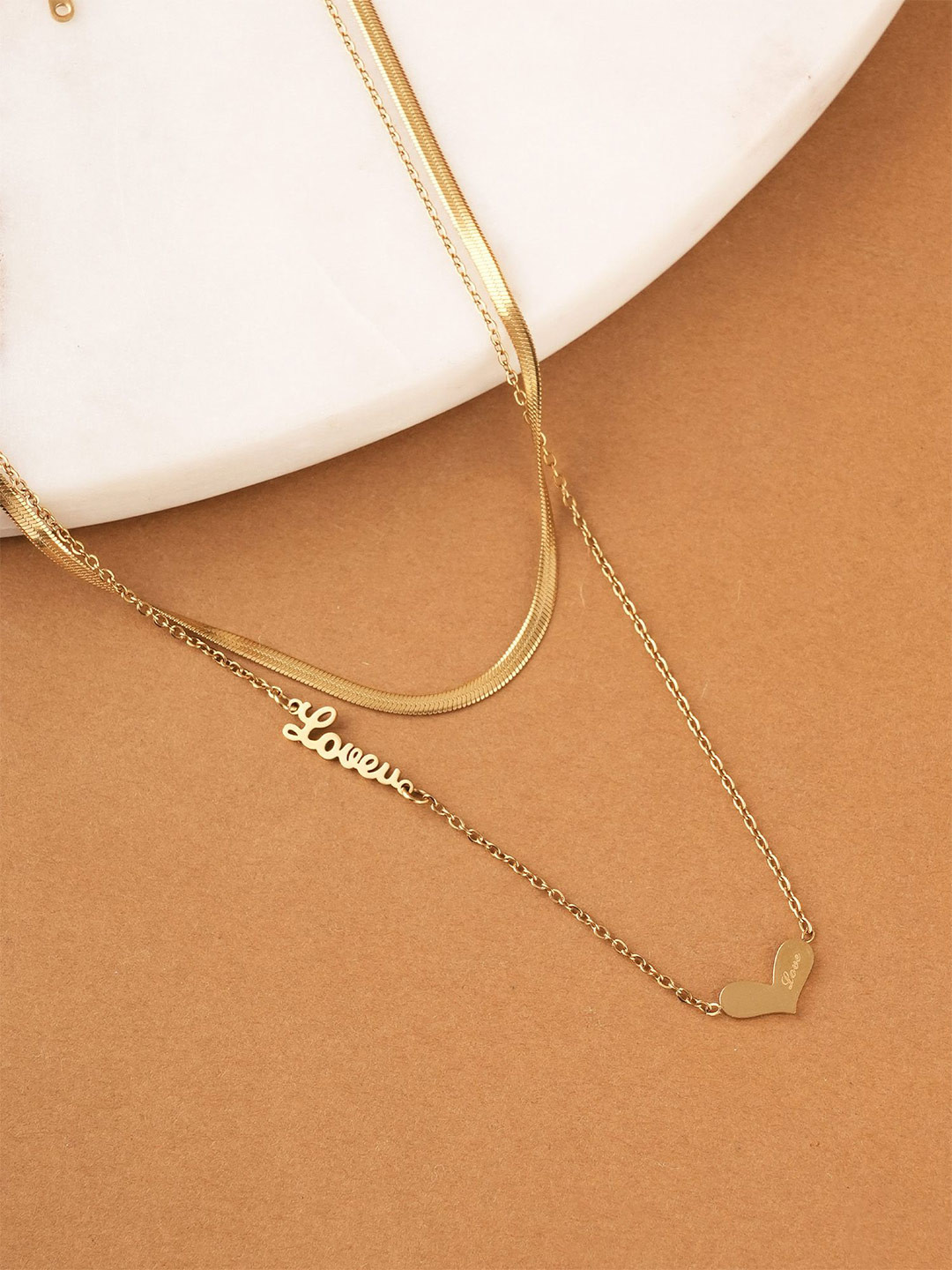PALMONAS Gold-Plated Waterproof Layered Necklace