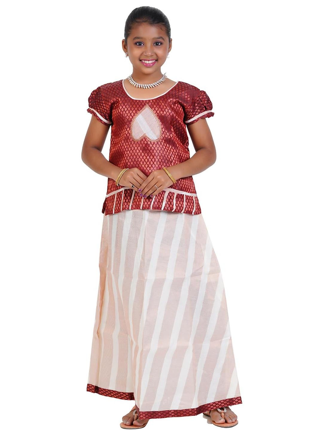 SKV ETHNIVERSE Girls Puff Sleeve Lehenga & Choli Set