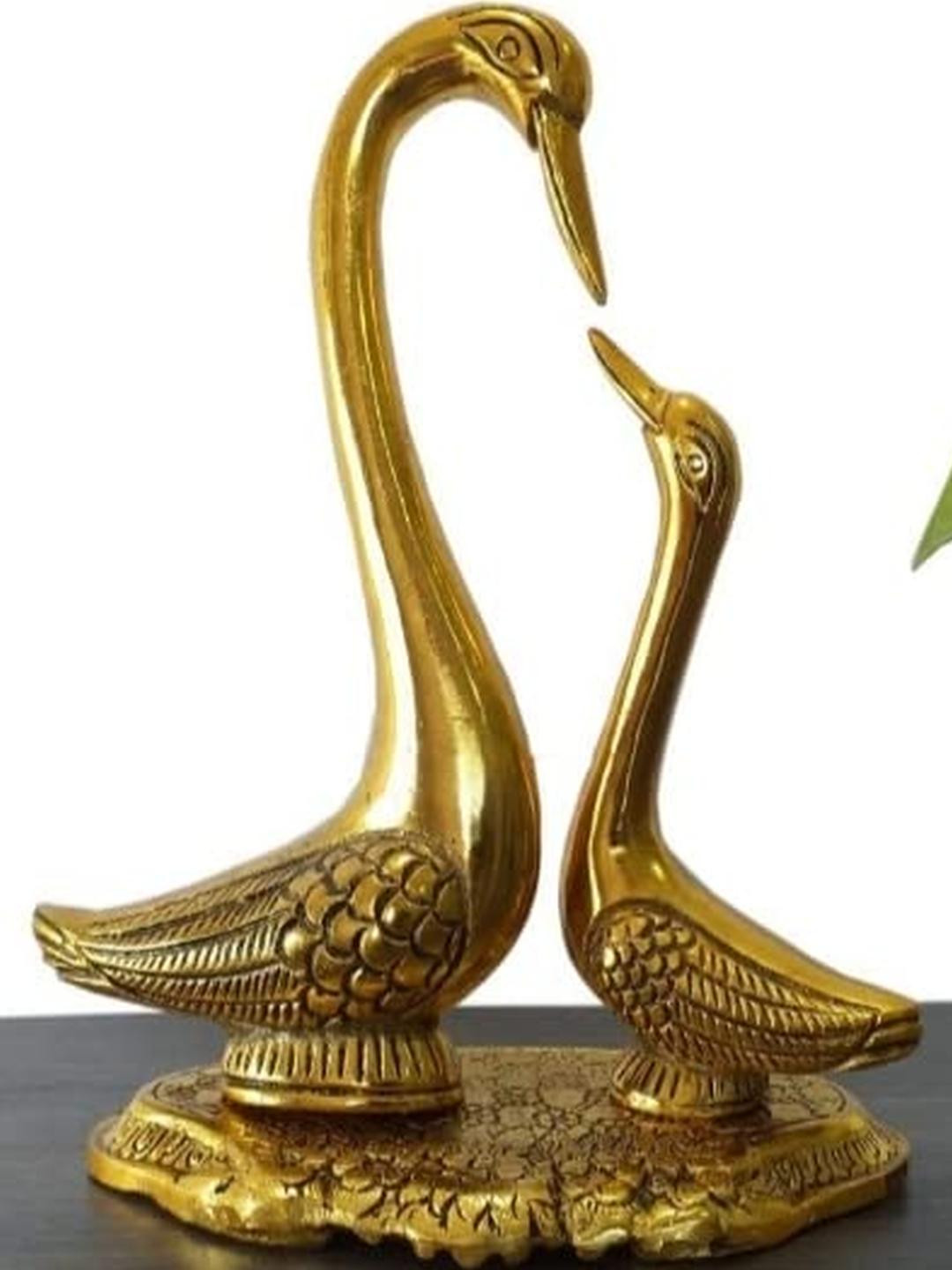 Shakuntla Vintage Gold Plated Metal Pair Duck Showpiece for Home Decor