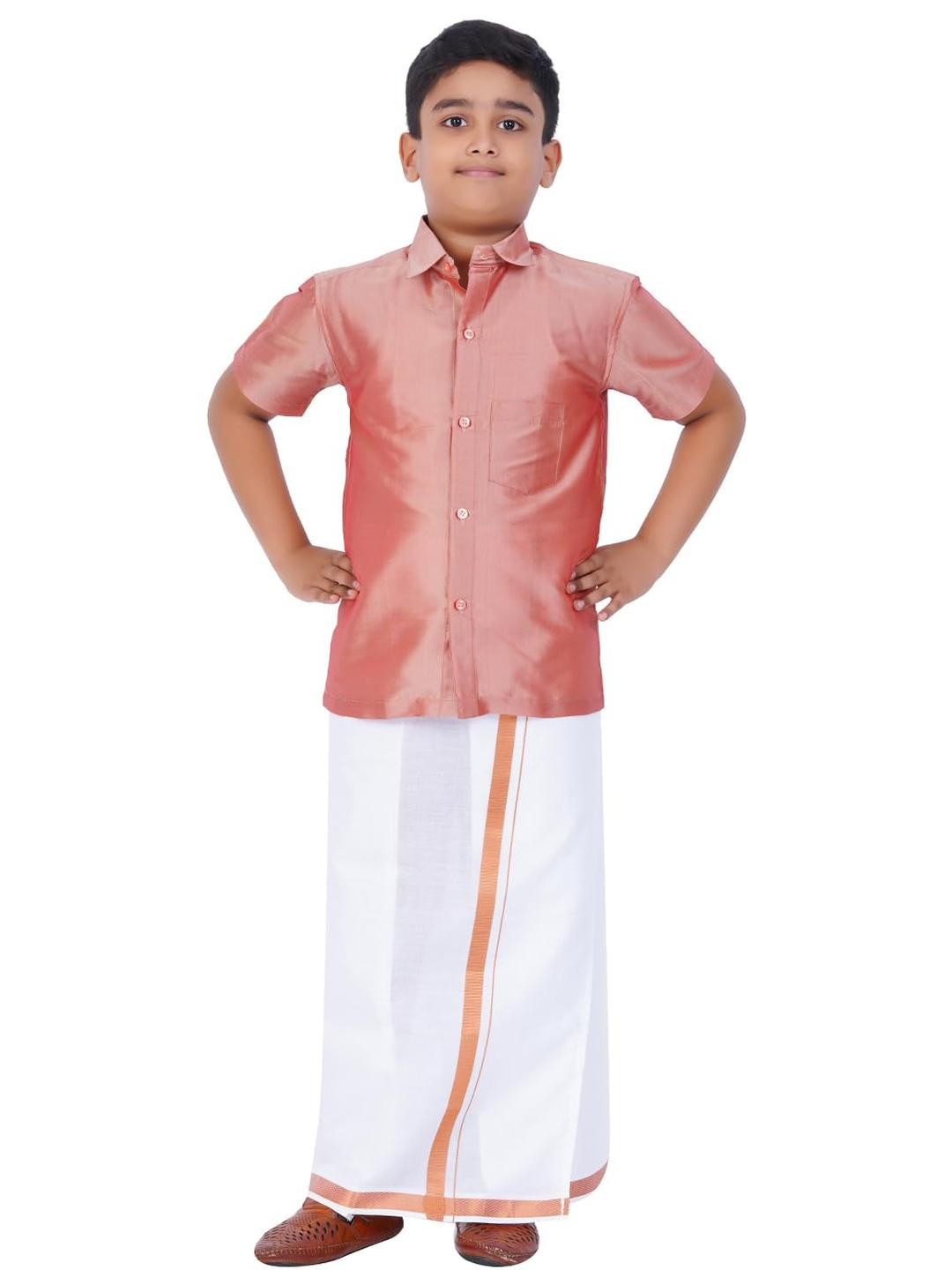 SKV ETHNIVERSE Boys Polyester  Shirt & Dhoti Pants
