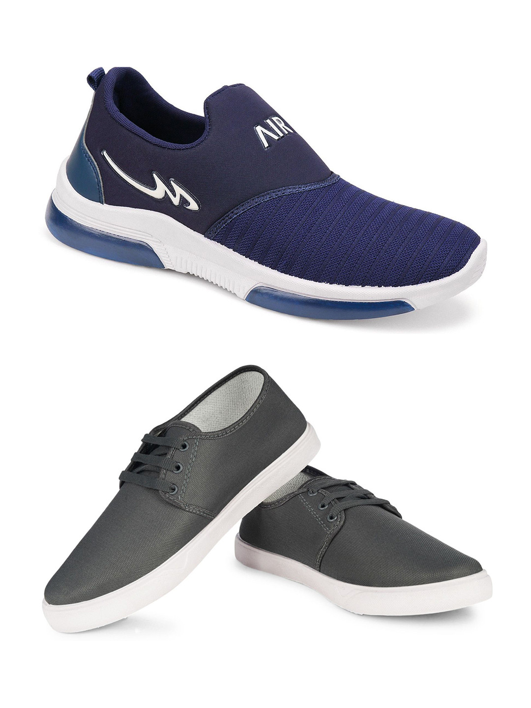 Spotwalk Mexico Men Pack Of 2 Slip-On Mesh Running Shoes