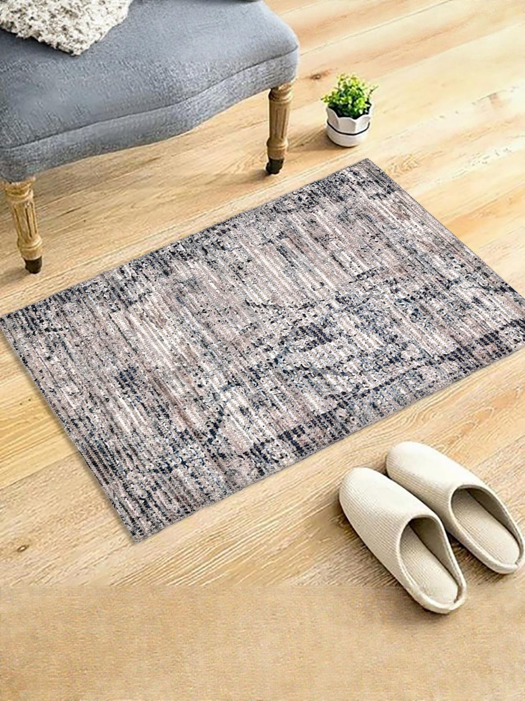 Homzz Modern Platinum Digital Printed Cotton Dhurrie - 22x36 Inch