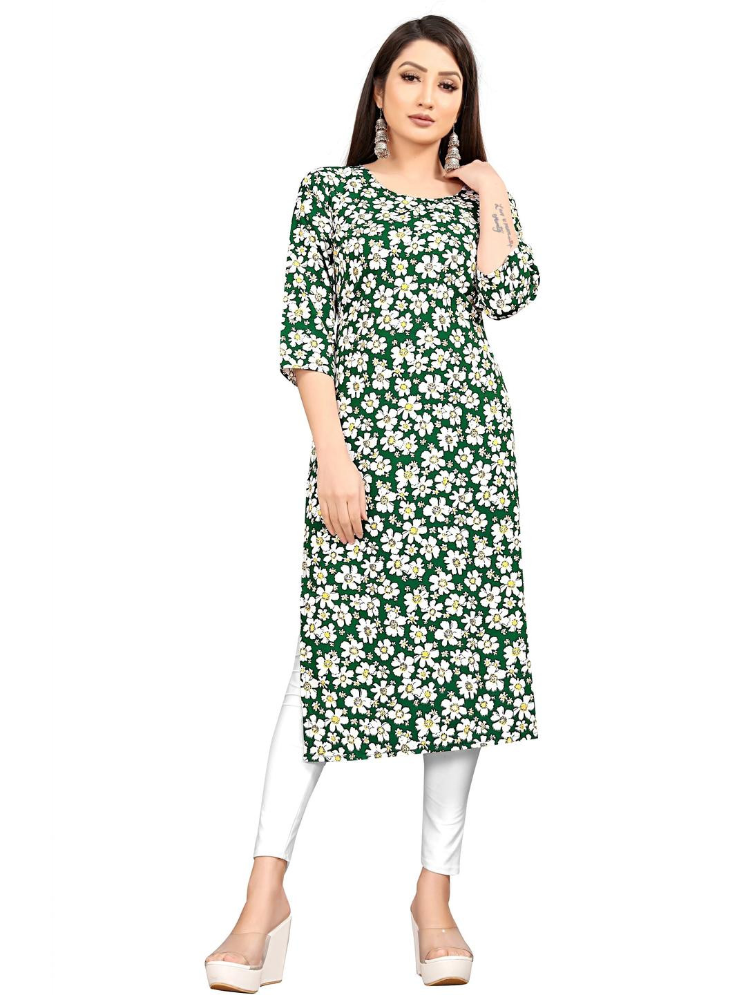 MANTRA DESIGNER Women  Green Polyester Kurtas