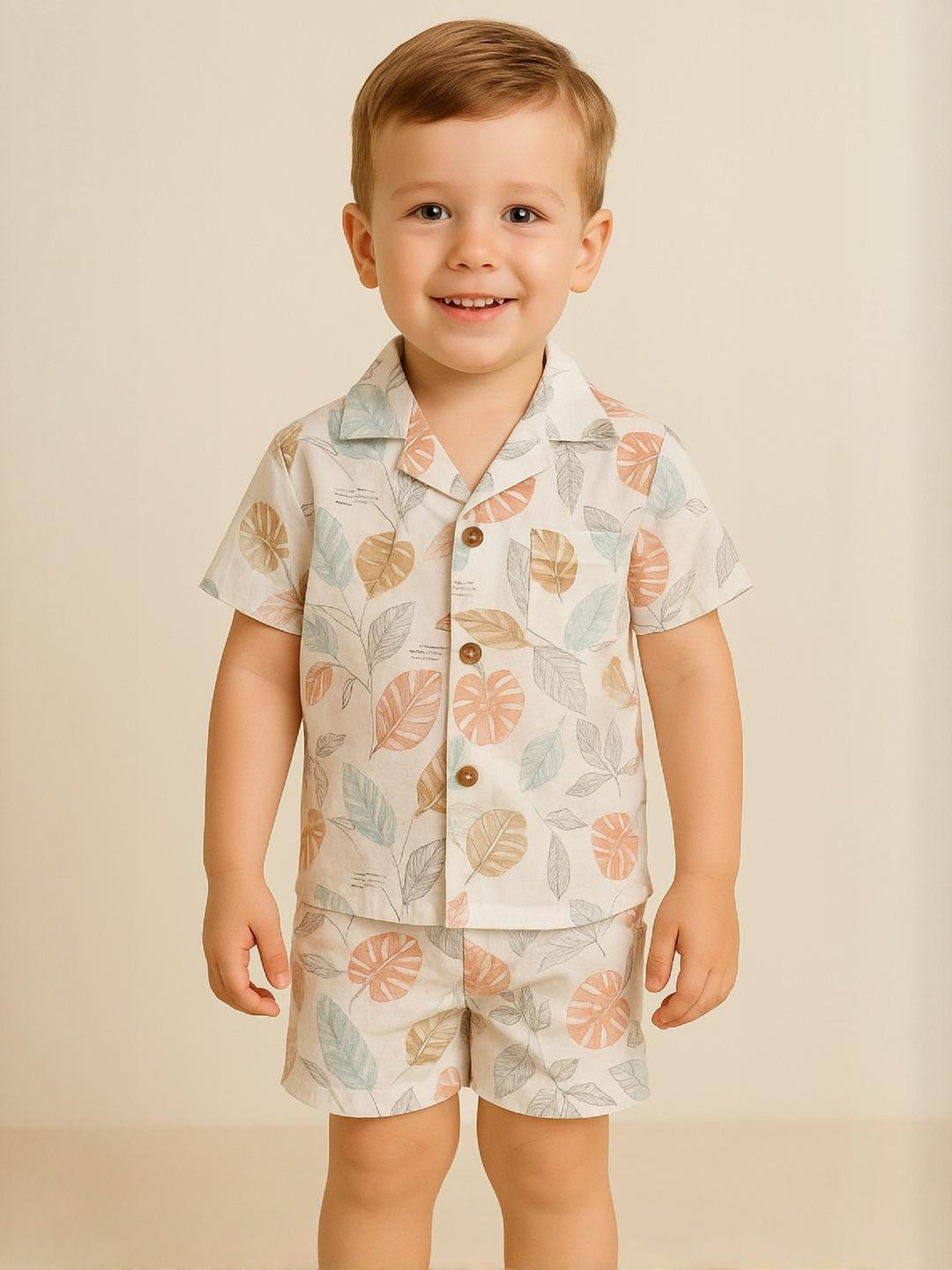 IRSIA Boys Cotton Blend Printed Shirt & Shorts