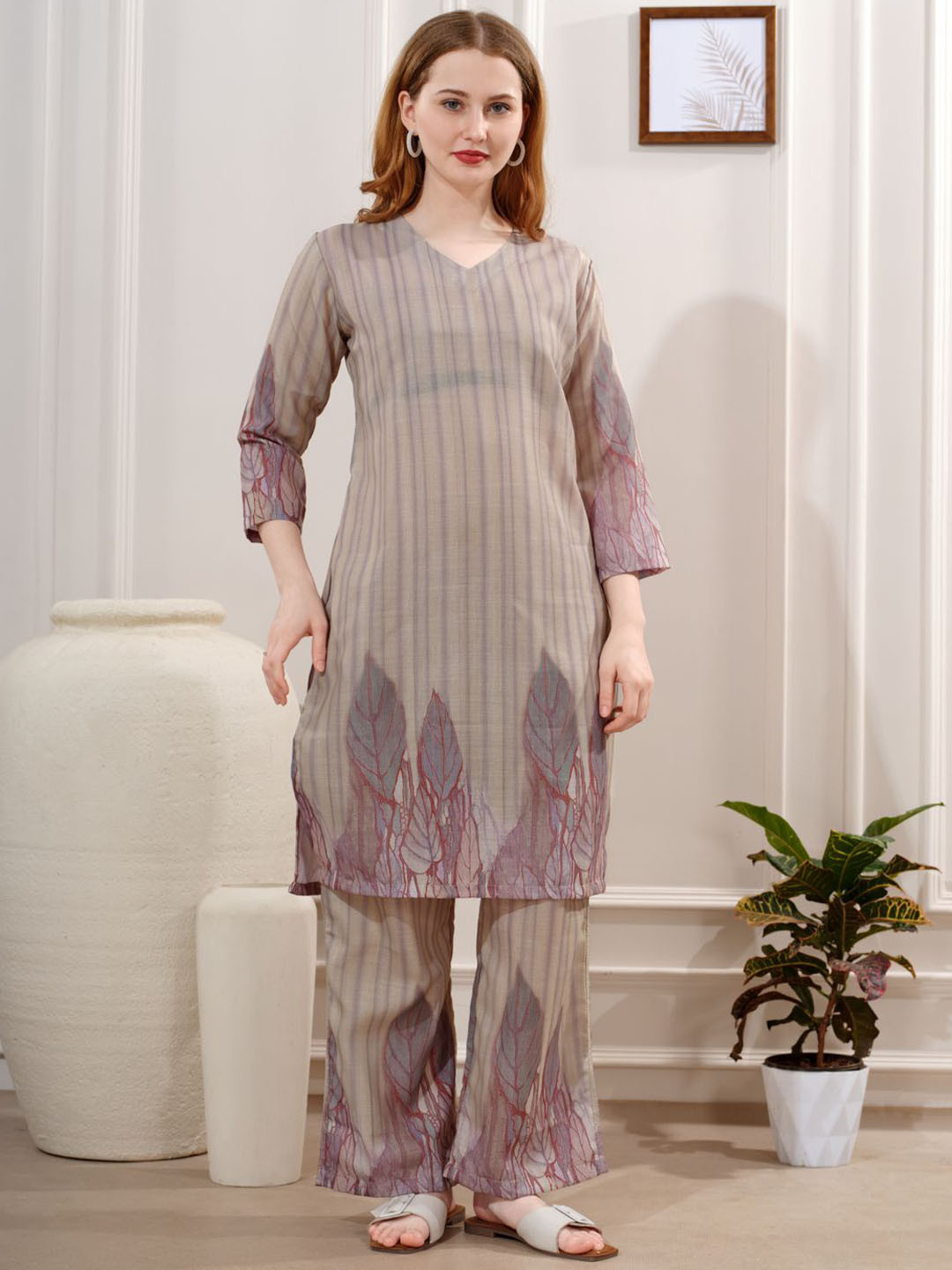 NIGHT FLOSS Printed Linen Tunic & Palazzos