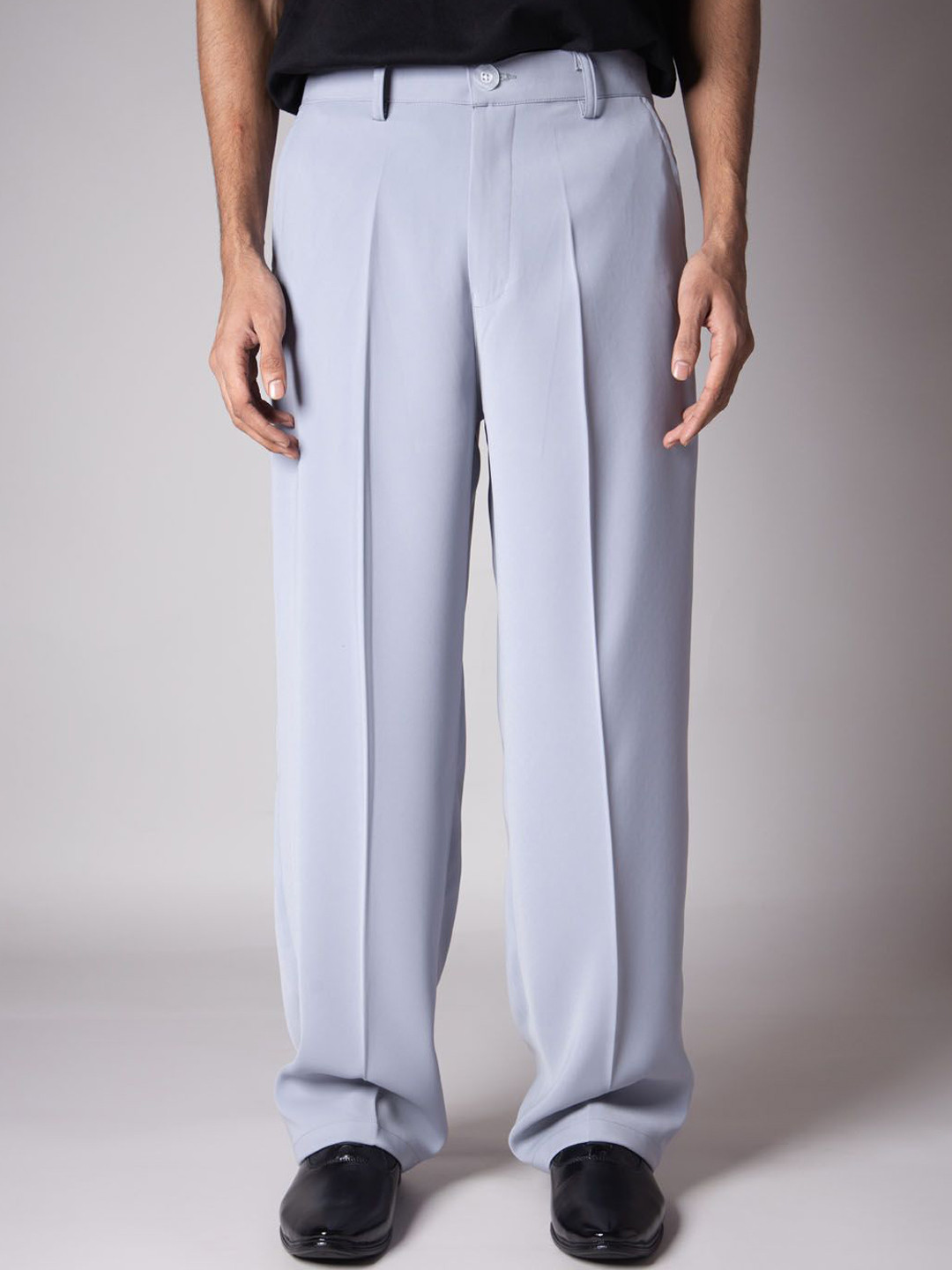 HOP HEAD Men Smart Straight Fit Mid-Rise Flat-Front Formal Trousers