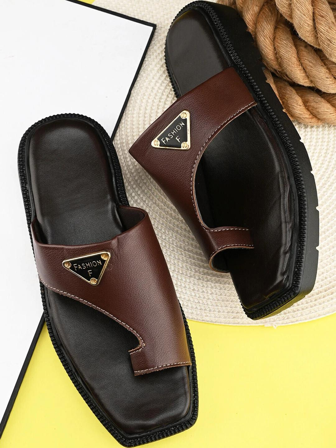 REAL BLISS FOOTWEAR Men Brown Sliders