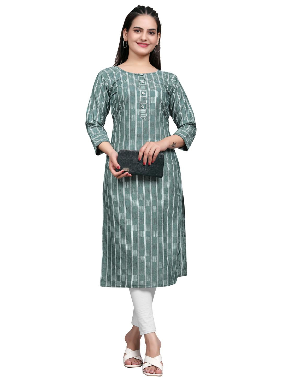 MANTRA DESIGNER Women  Green Linen Kurtas