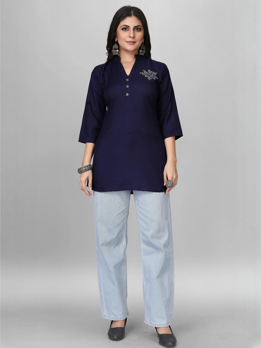 MANTRA DESIGNER Women Blue Viscose Rayon Kurtas