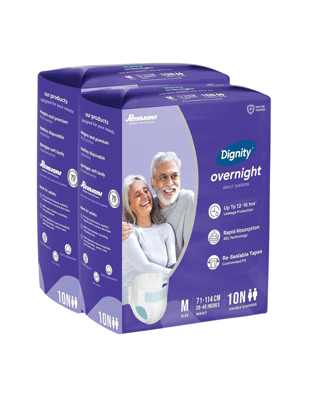 Dignity Set Of 2 Overnight Tape Style Adult Diapers - 10Pcs Each