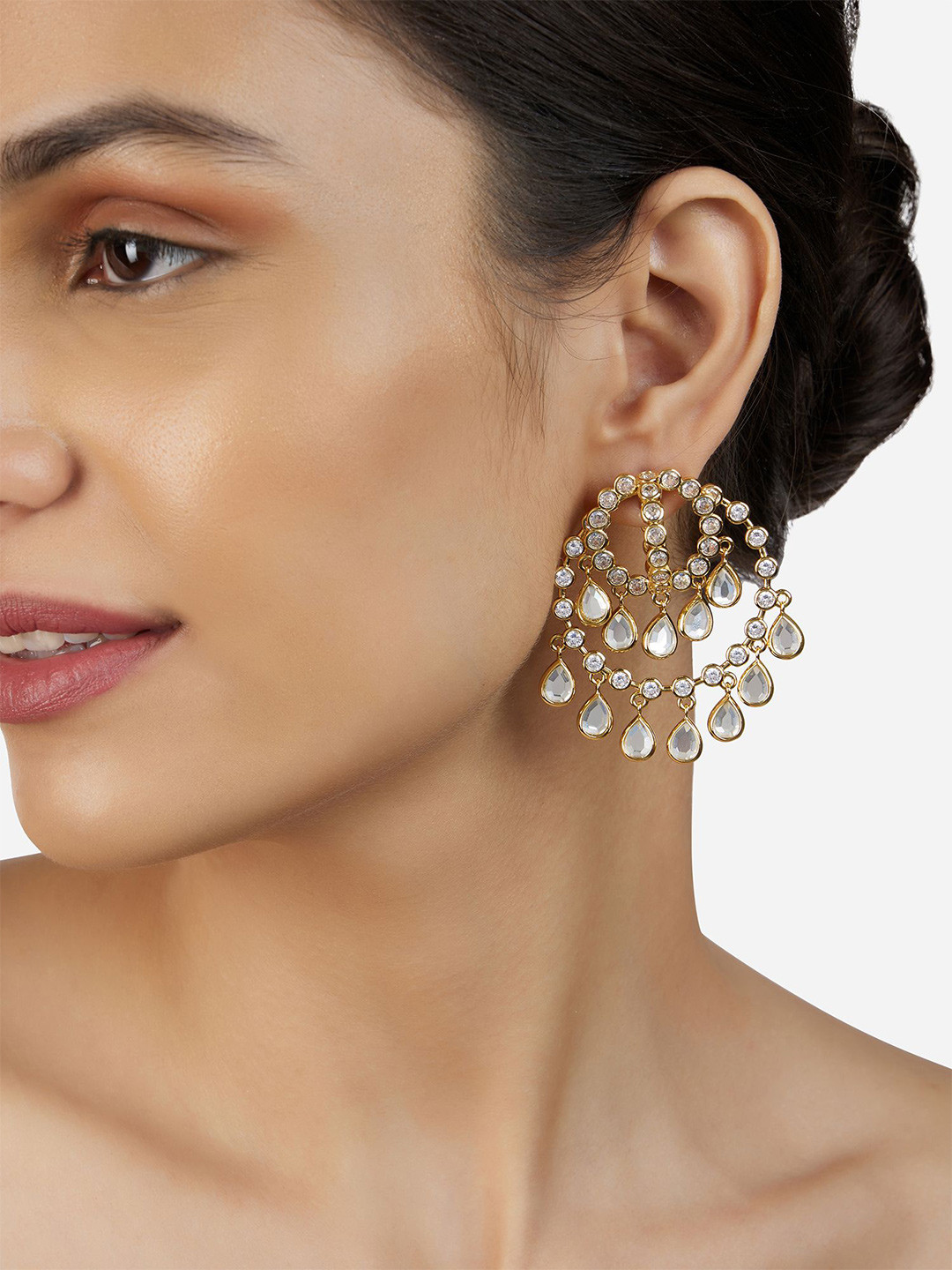 Isharya 18Kt Gold Plated Modern Maharani Meera Fringe Contemporary Drop Earrings