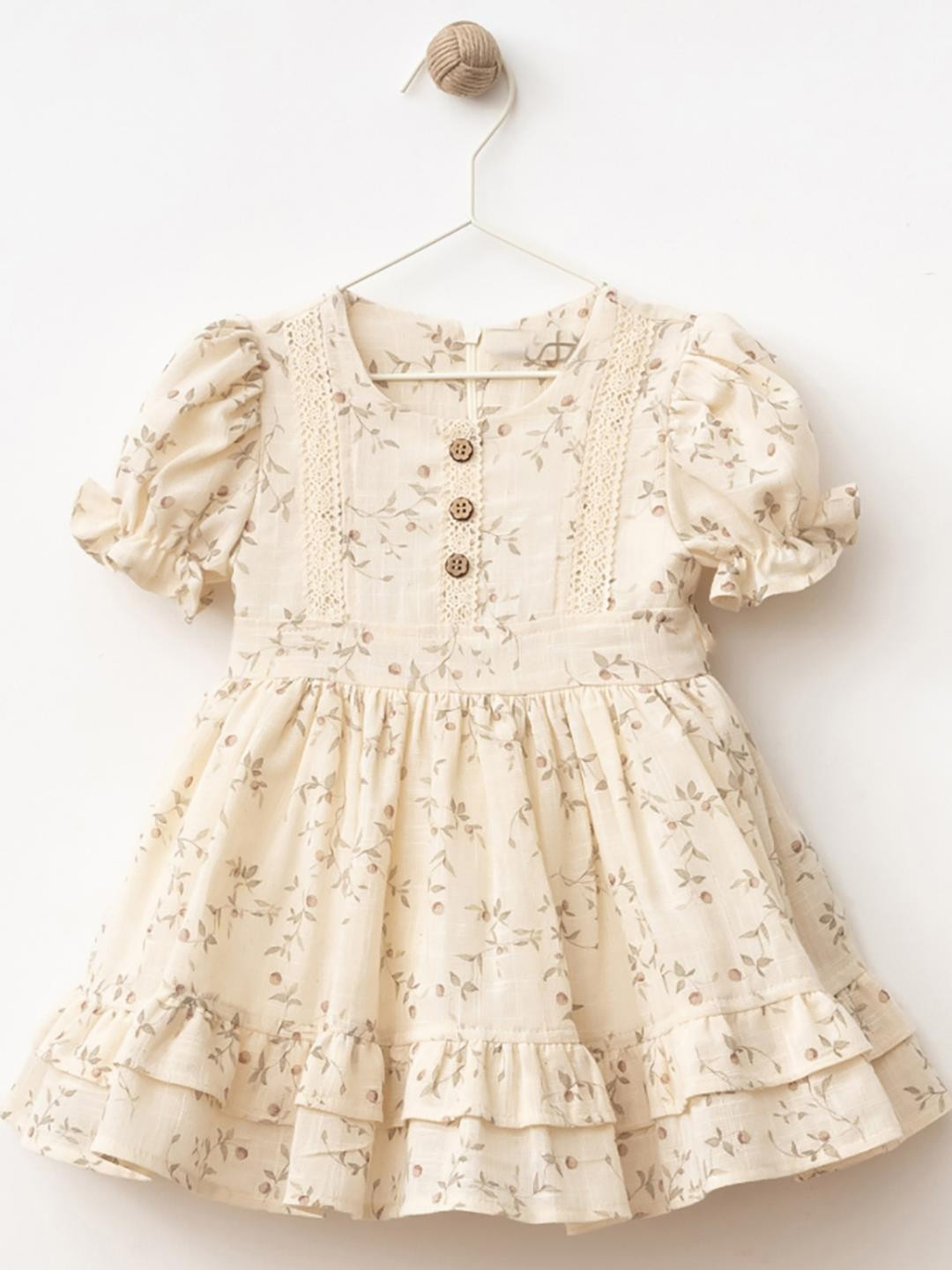 BABY TWINKLES Girls Cream Cotton Dresses