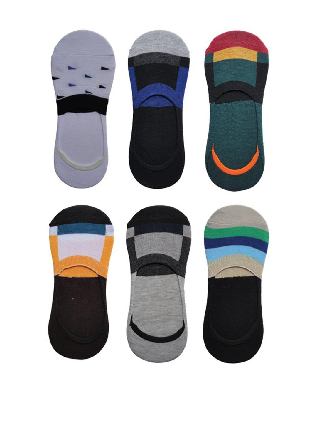 VOICI Unisex Pack Of 6 Striped Invisible Loafer Socks