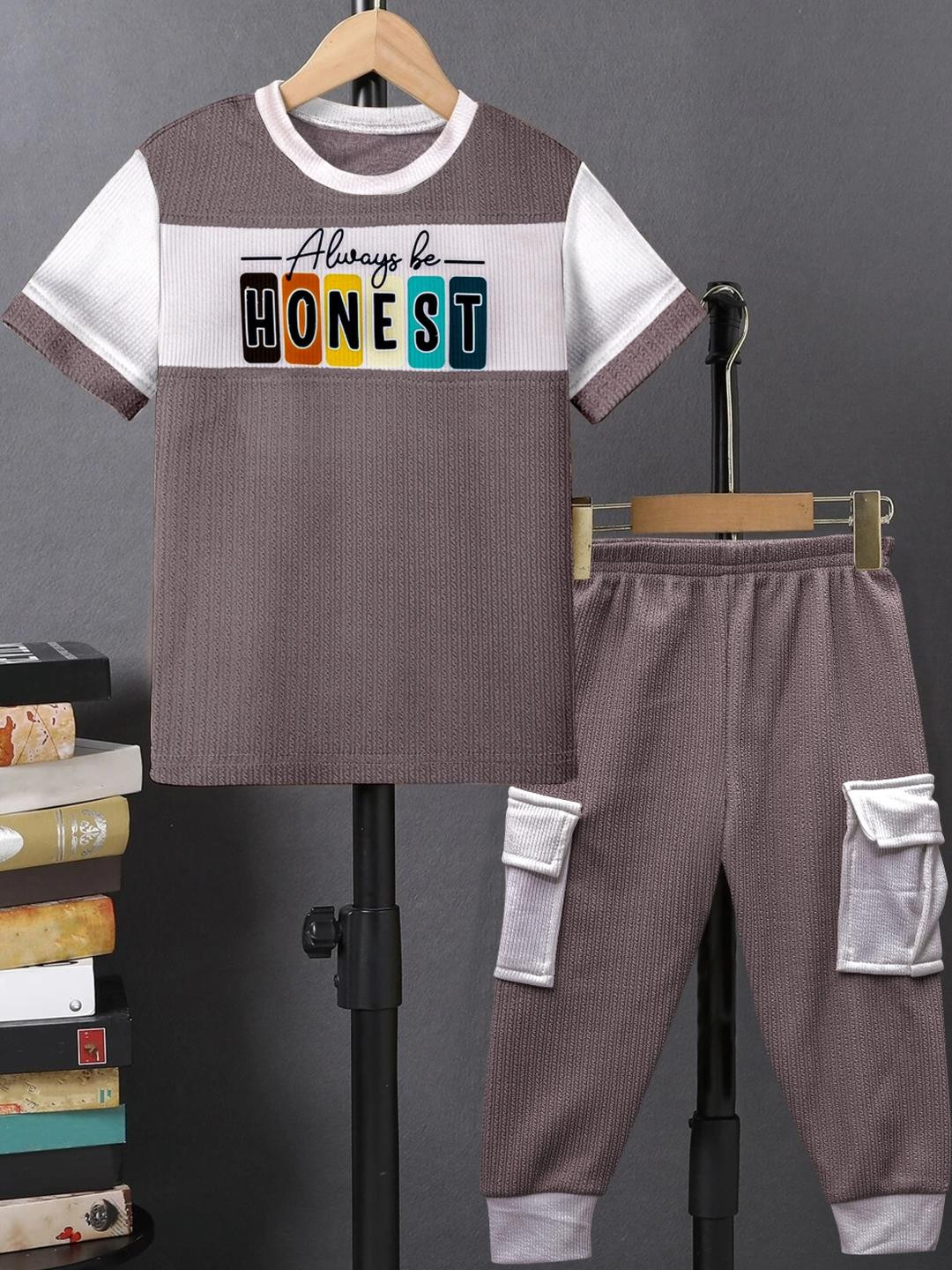 MISHA ENTERPRISE Kids-Unisex Polyester Self Design T-shirt & Trousers
