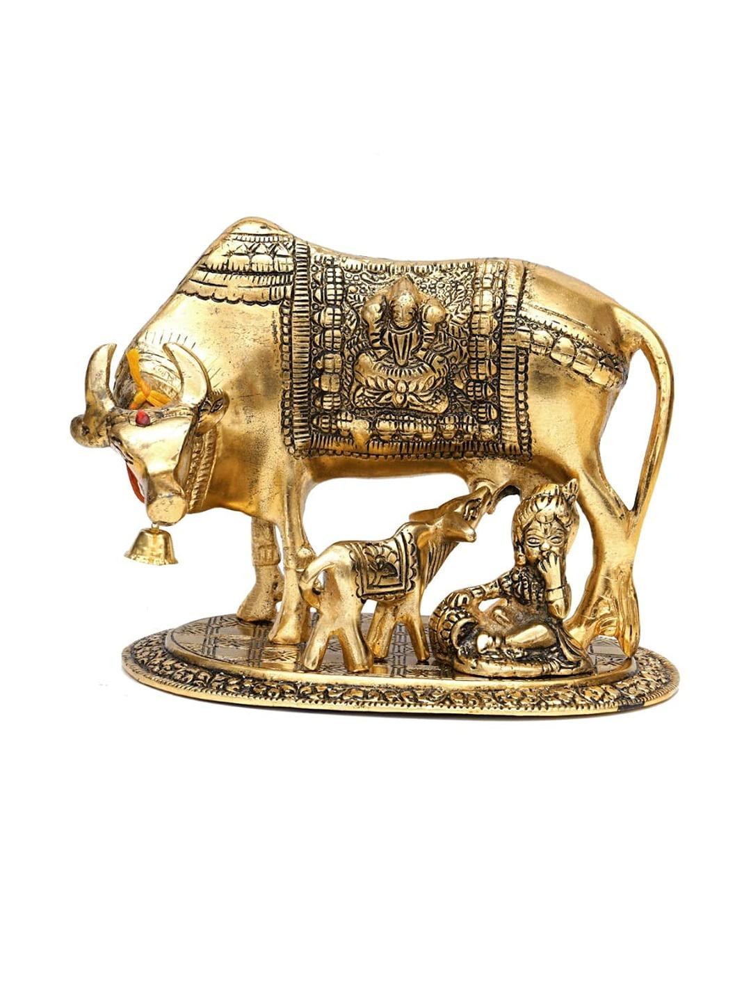 Shakuntla Vintage Gold Metal Kamdhenu Cow Home Gift set