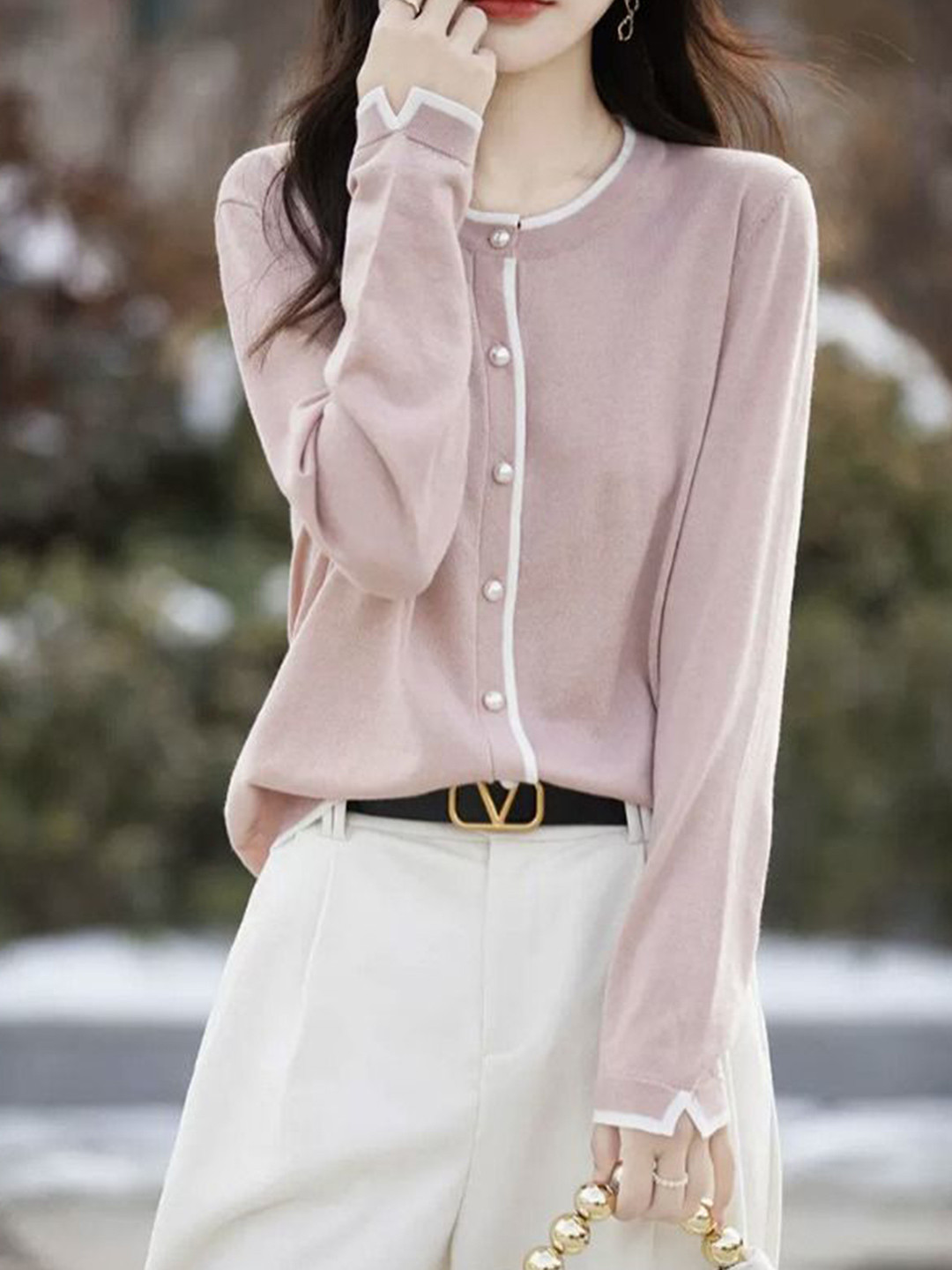 StyleCast Women Round Neck Long Sleeves Cardigan