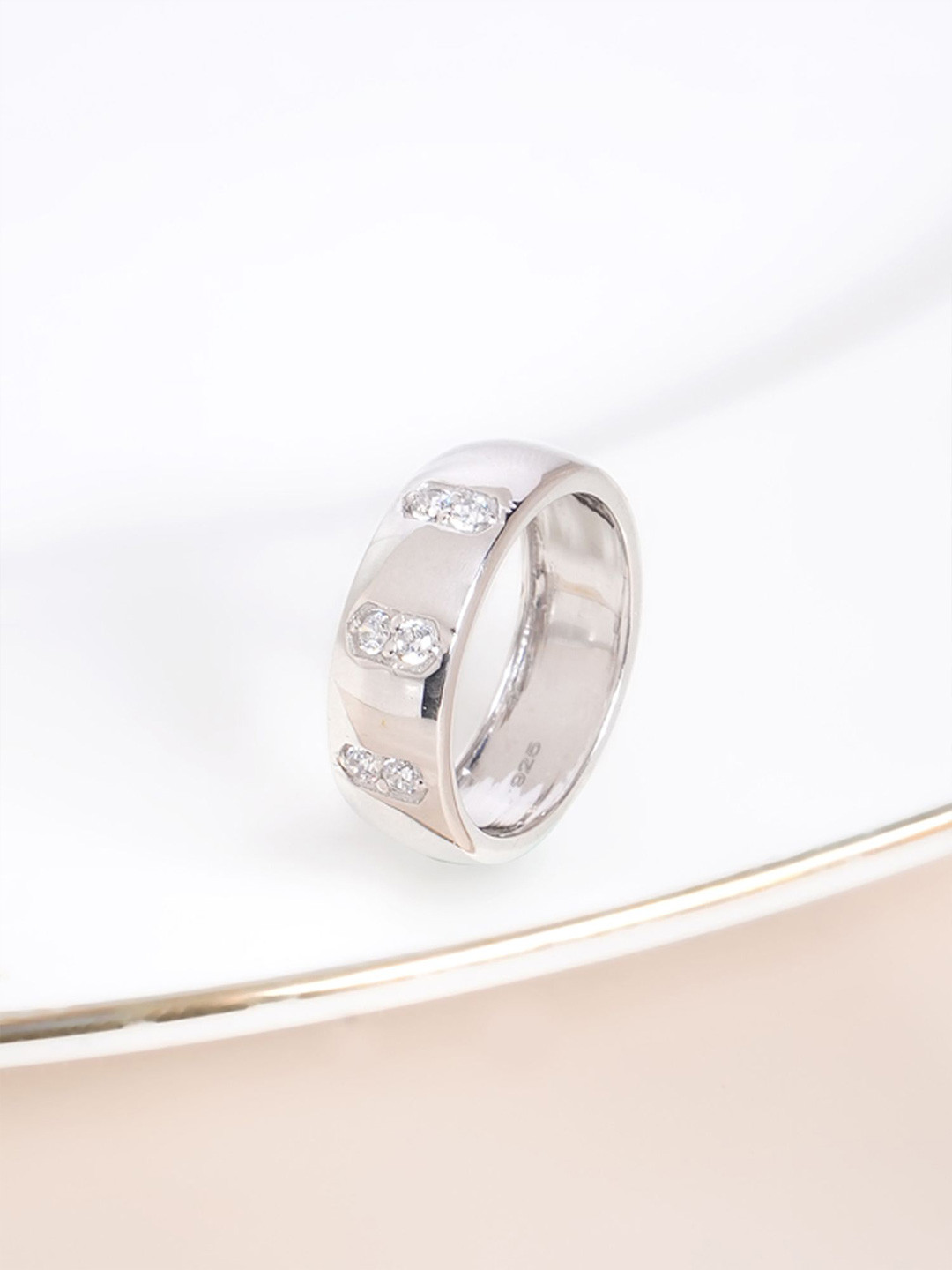 PALMONAS Men 925 Sterling Silver Love Column Men's Band- 925 Silver for Mens Size-8