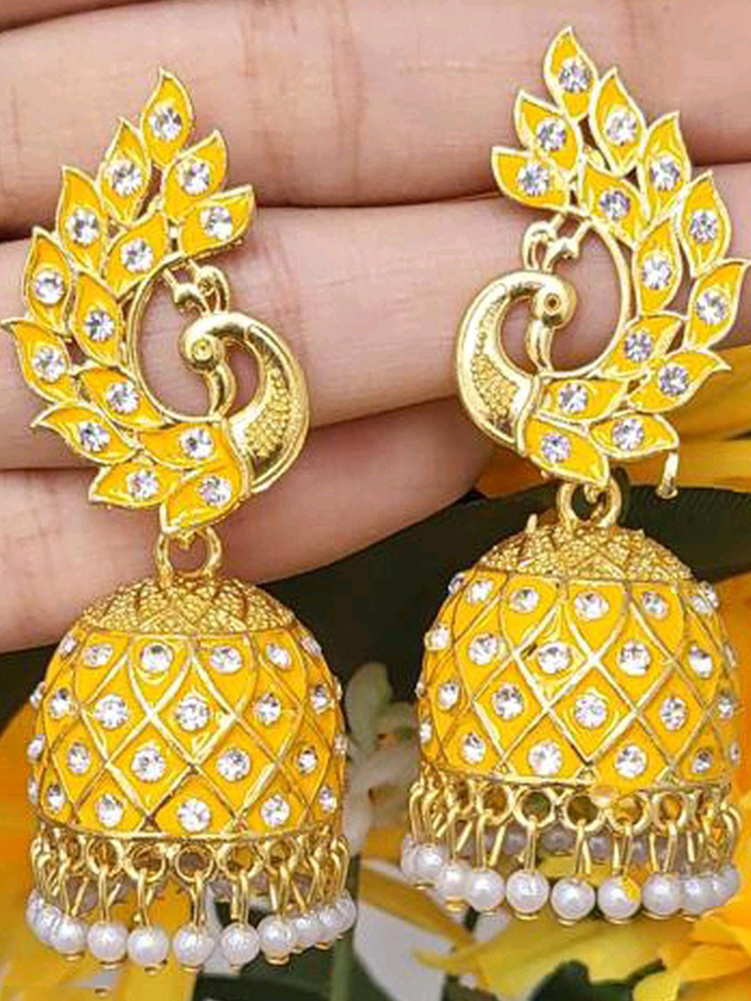 Grace Collections Fancy Stone Peacock Jhumka For Girls and Women