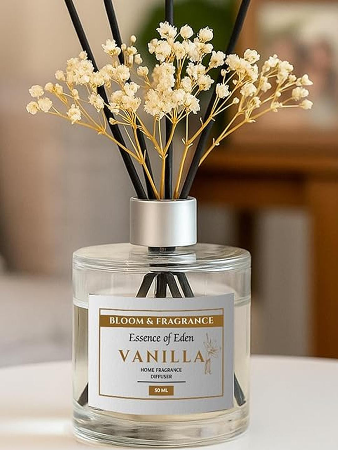 Bloom & Fragrance Vanilla Reed Diffuser With 4 Fiber Reed Sticks