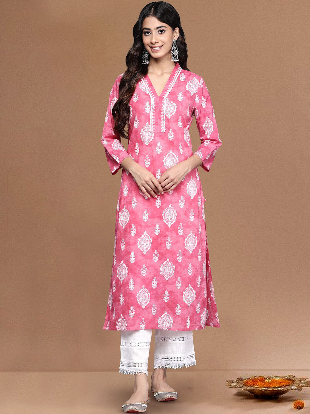 all about you Women Floral Printed Screen Print Daily Cotton A-Line Kurta